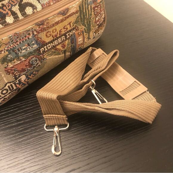 Vintage Pioneer Express Route 66 Needlepoint Tapestry Mini Duffel Bag Travel - Picture 8 of 11